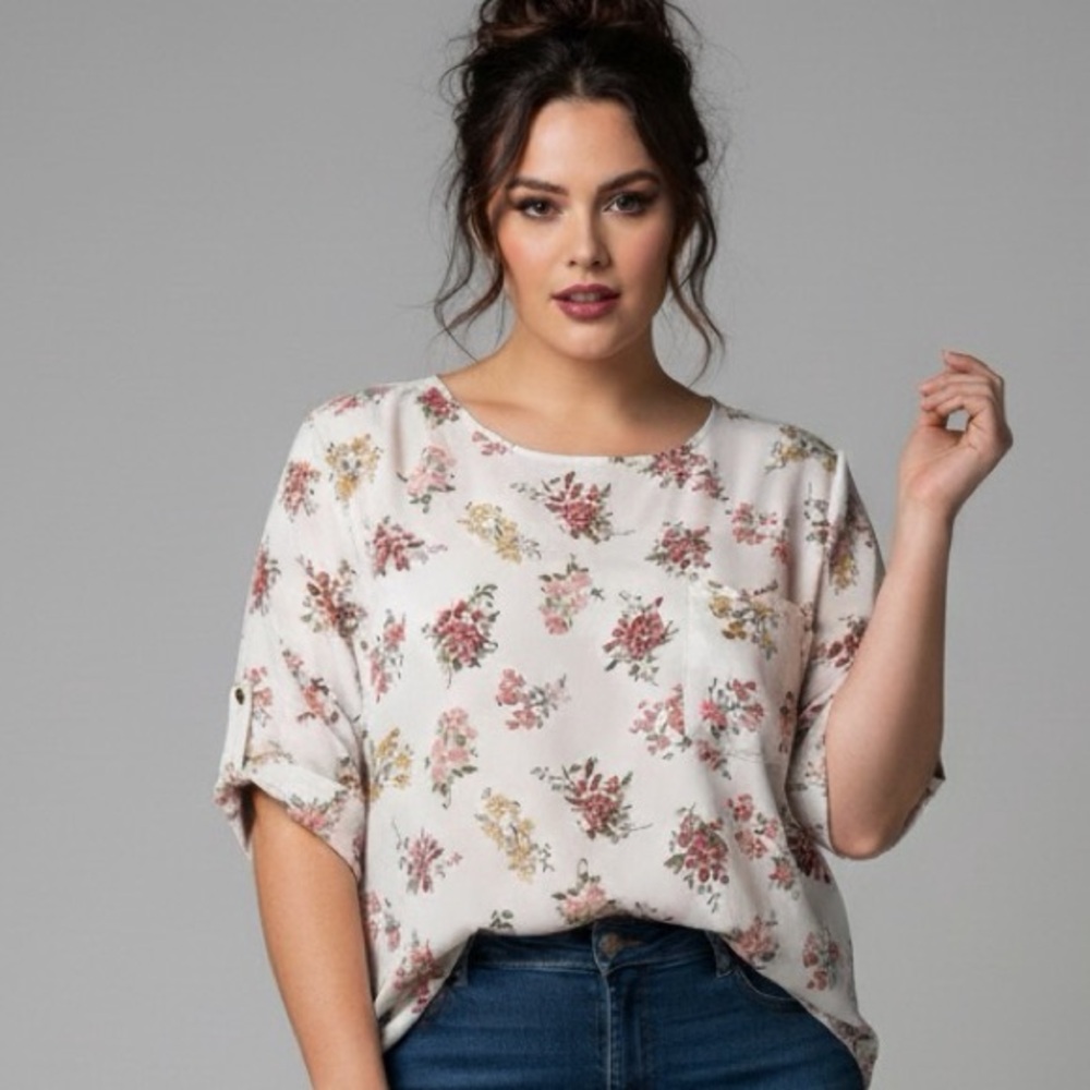 Zenobia cream colored floral blouse